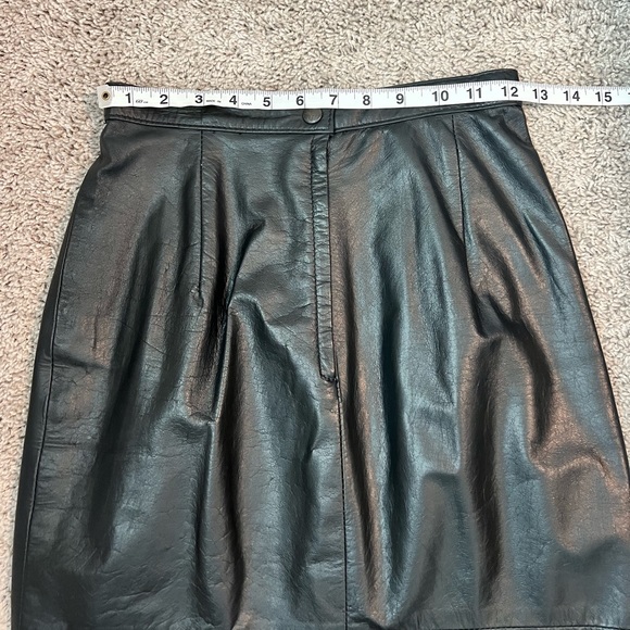 Genuine Vintage Leather Black Mini Skirt by COMINT size 5/6 - Picture 6 of 12